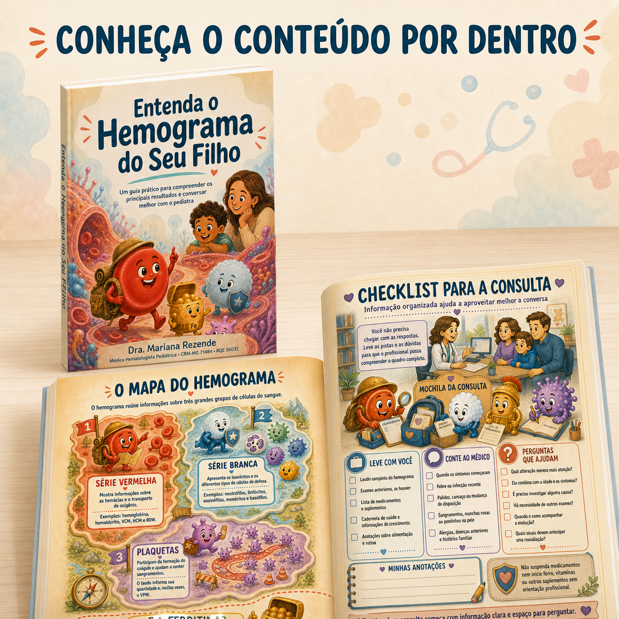 Capa e amostras de páginas internas do ebook
