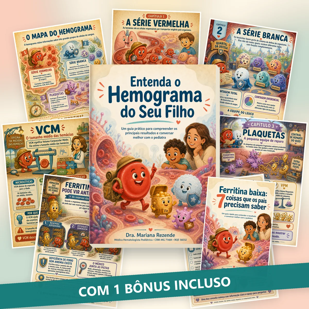 E-book Entenda o Hemograma do Seu Filho e o bônus, com a tarja: com 1 bônus incluso